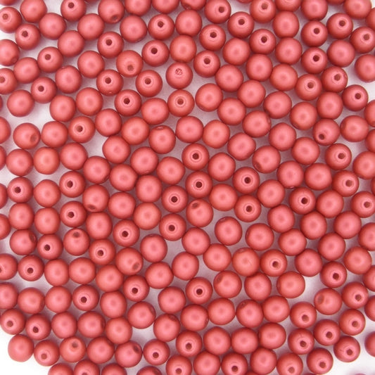 50 x 4mm round beads in Metallic Red