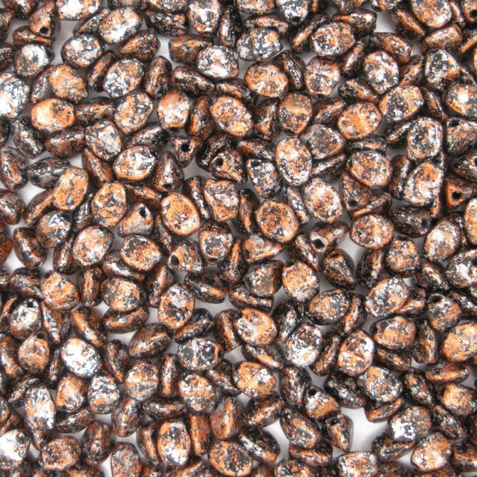 50 x pinch beads in Tweedy Copper (3x5mm)