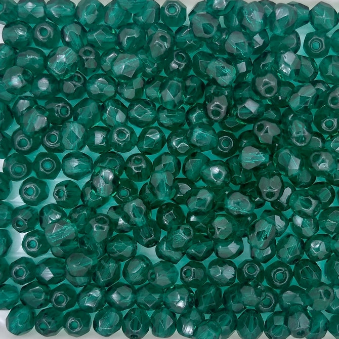 50 x 4mm faceted beads in Emerald Green