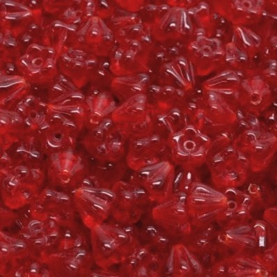 15 x Baby Bell Flowers in Siam Ruby (6x4mm)