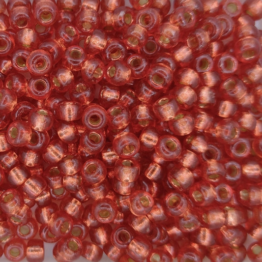 4265 - 10g Size 6/0 Miyuki seed beads in Duracoat Silver lined Light Watermelon
