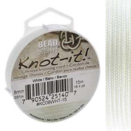 5m of 0.8mm Beadsmith Chinese Knotting Cord in White