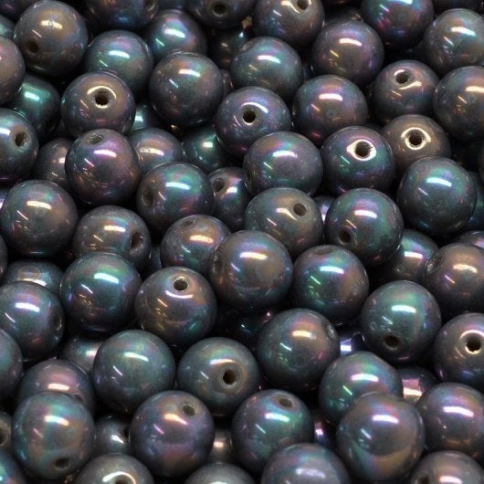 25 x 6mm round beads in Opaque Grey Nebula