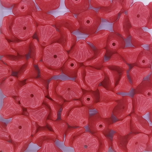 25 x flower cups in Opaque Red (7x5mm)