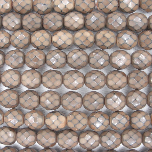 19 x 8mm snake skin beads in Mushroom