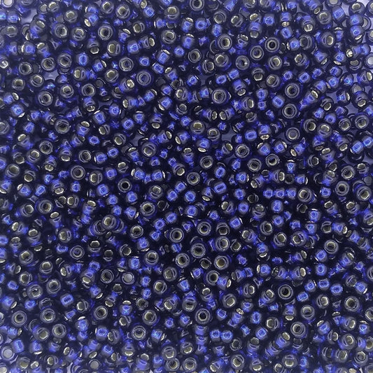 4281 - 10g Size 11/0 Miyuki seed beads in Duracoat Silver lined Navy Blue