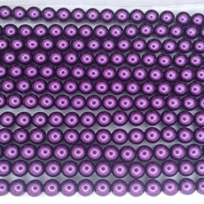 25 x 6mm round pearls in Purple