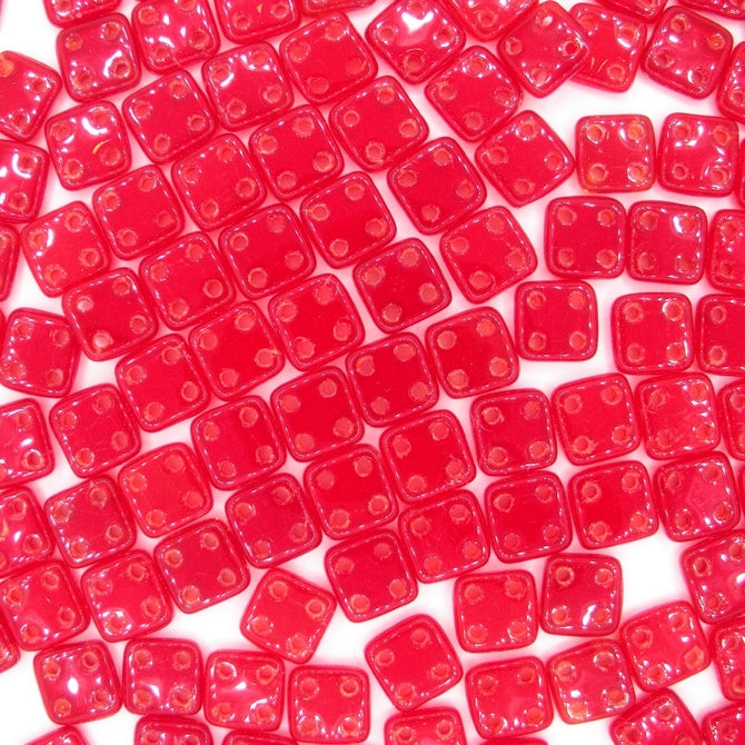 50 x CzechMate QuadraTiles in Siam Ruby