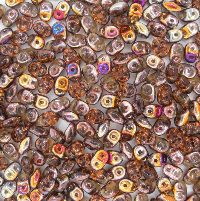 10g Superduo beads in Smoke Topaz Sliperit