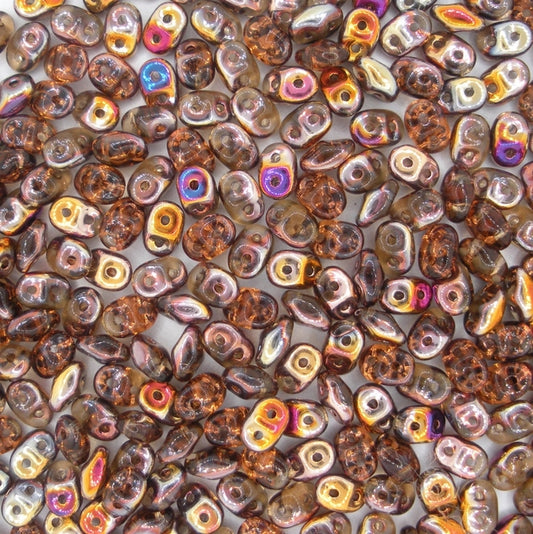 10g Superduo beads in Smoke Topaz Sliperit