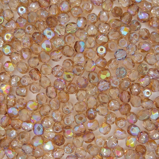 50 x 4mm faceted beads in Brown Rainbow