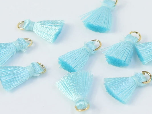 Pair of 1cm Cotton tassels in Light Turquoise