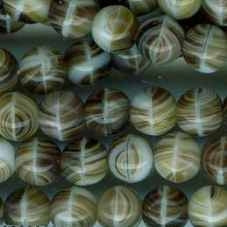 15 x 6mm round beads in Brown and Cream Marble (1960s)