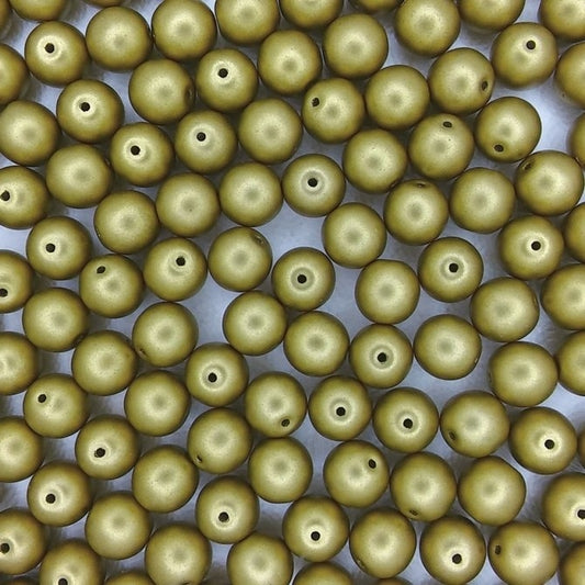 10 x 8mm round beads in Metallic Olivine