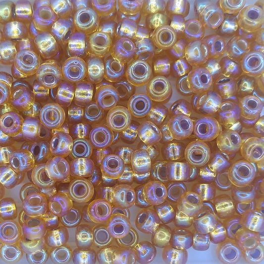 1004 - 10g Size 6/0 Miyuki seed beads in Silver lined Dark Gold AB