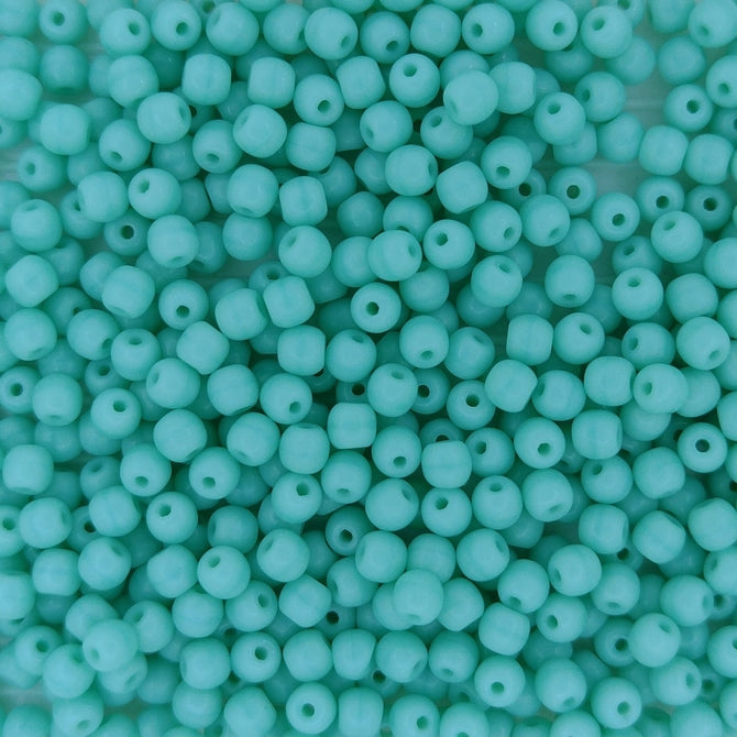 50 x 3mm round beads in Opaque Turquoise Green