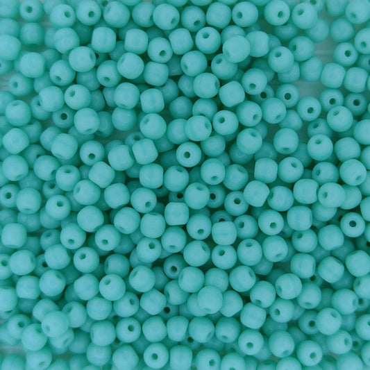 50 x 3mm round beads in Opaque Turquoise Green