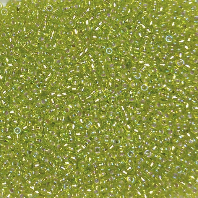 1014 - 10g Size 11/0 Miyuki seed beads in Silver lined Chartreuse AB