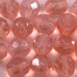 10 x 8mm faceted beads in Rose Pink Lustre