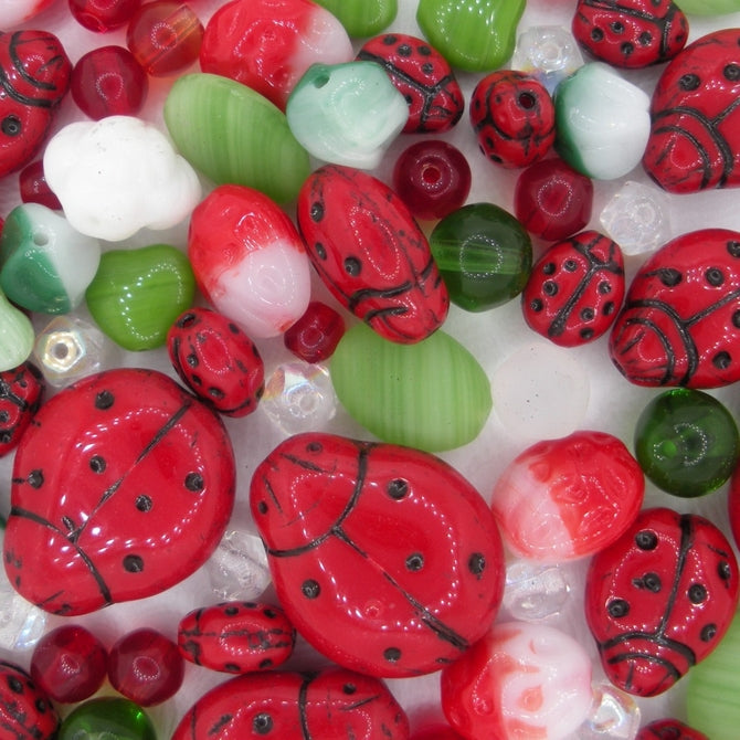 25g of pressed beads in Ladybird Mix