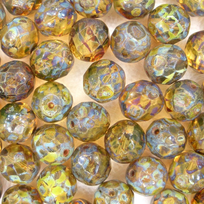 5 x 10mm faceted beads in Topaz Picasso