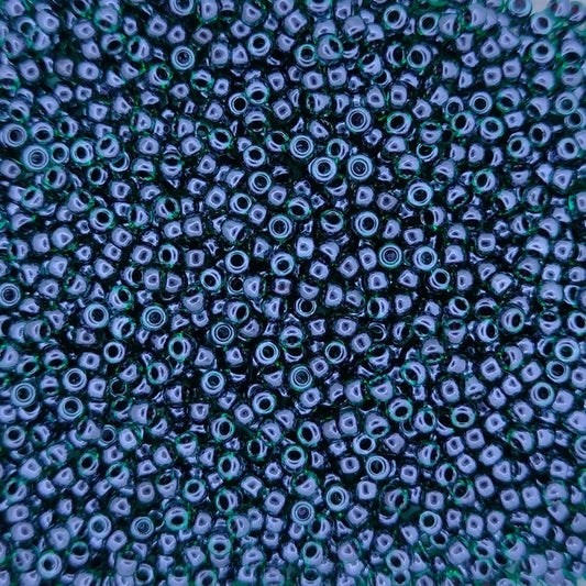 0362 - 10g Size 11/0 Miyuki seed beads in Ruby lined Emerald Lustre