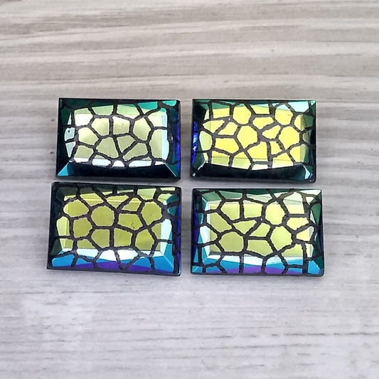 18x12mm rectangle cabochon in Black with Giraffe design