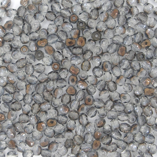 50 x 3mm faceted beads in Smoke Grey/Bronze