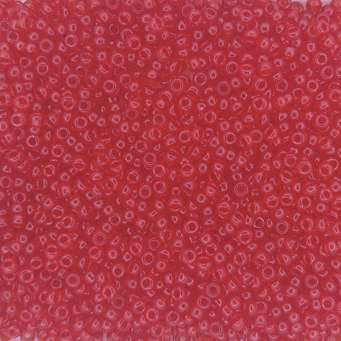 0140 - 50g Size 11/0 Miyuki seed beads in Transparent Red Orange