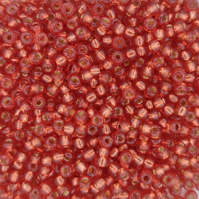 4265 - 10g Size 8/0 Miyuki seed beads in Duracoat Silver lined Light Watermelon