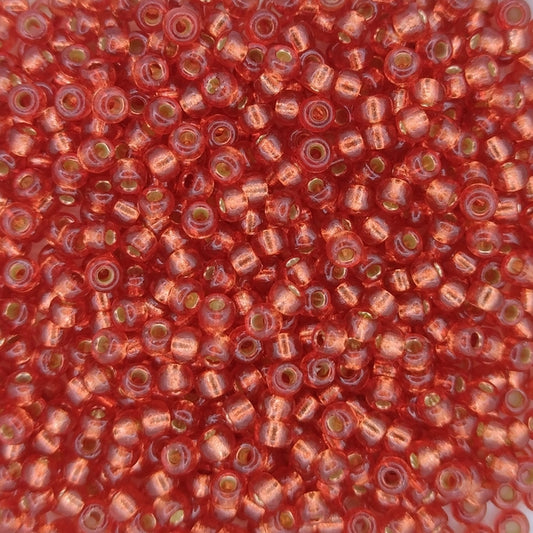 4265 - 10g Size 8/0 Miyuki seed beads in Duracoat Silver lined Light Watermelon