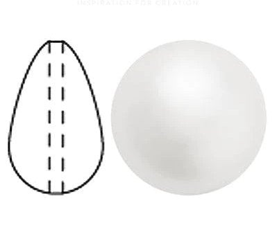 Nacre pearl pear drop in White (15x8mm)