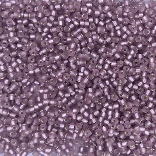 0012F - 10g Size 11/0 Miyuki seed beads in Matt Silver lined Smoky Amethyst