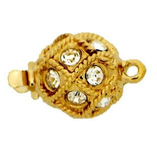 Claspgarten Gold ball clasp with crystals and 1 row 13572 - 10.5mm