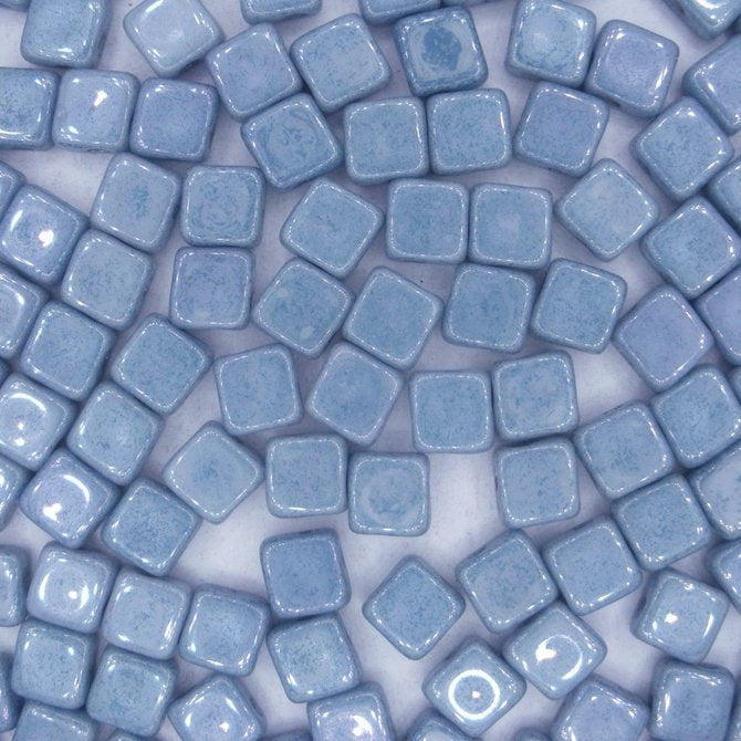 25 x 6mm Silky beads in Blue Lustre