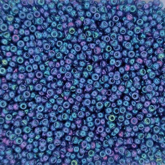 0314 - 10g Size 11/0 Miyuki seed beads in Capri Blue Gold Lustre
