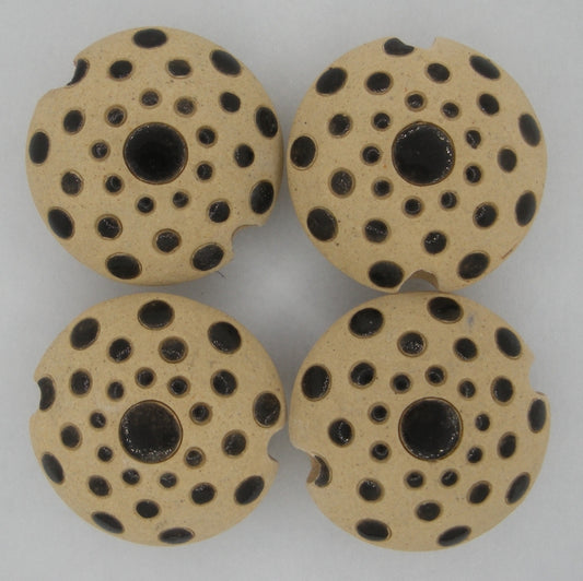 CLB-087-A-M lentil bead in Black on Tan "The Big Bang" from Golem Studio