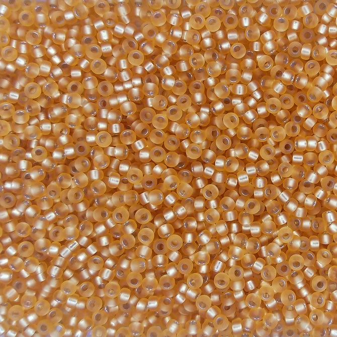 0004F - 50g Size 11/0 Miyuki seed beads in Matt Silver lined Dark Gold