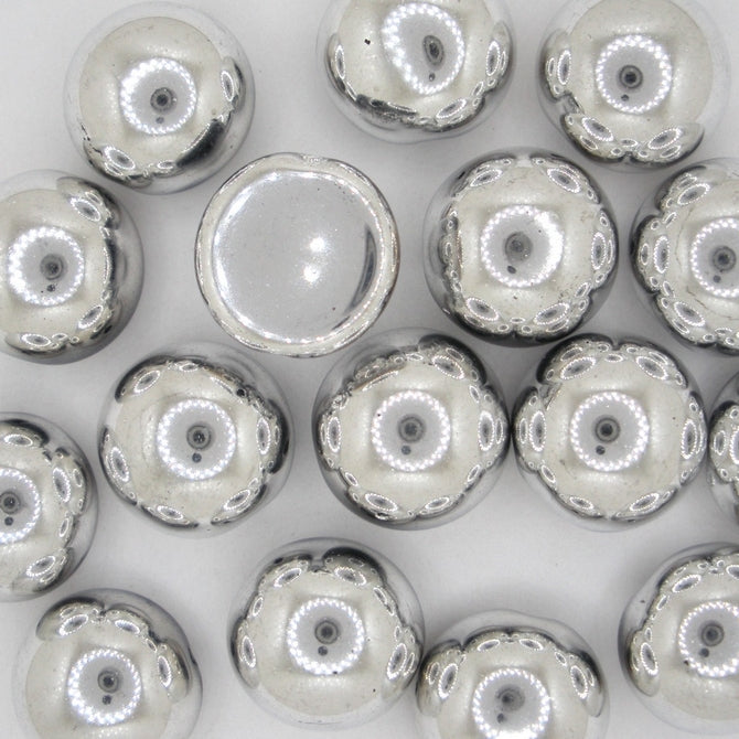 4 x 14mm dome beads in Silver