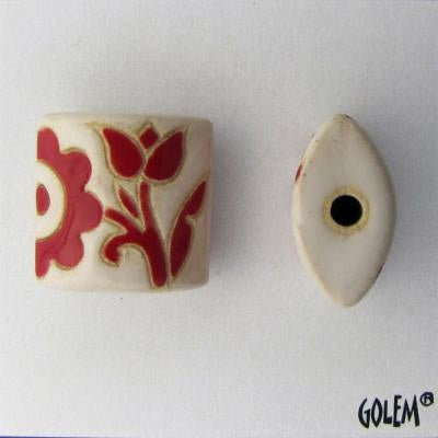 CPB-008-C-XL pillow bead in Red and White "Old Lace"from Golem Studio
