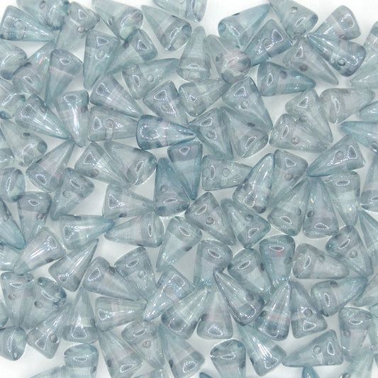 10 x small spikes in Crystal Blue Lustre (5x8mm)