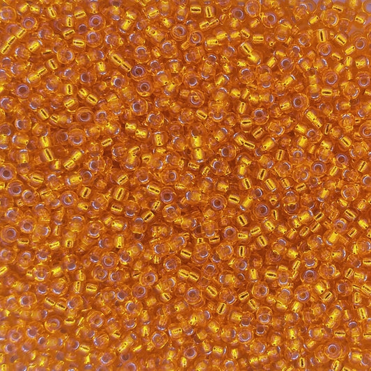 0007 - 50g Size 11/0 Miyuki seed beads in Silver lined Light Orange