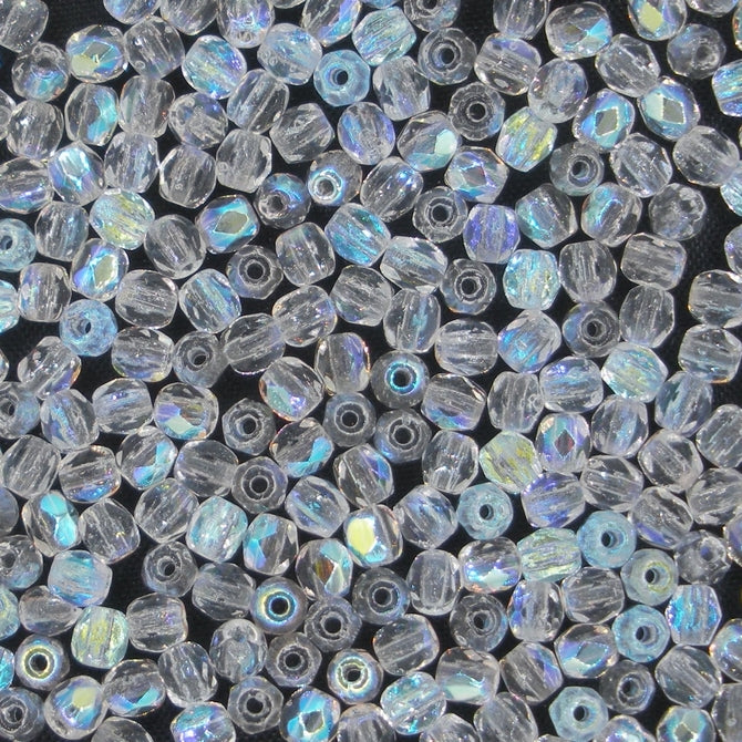 50 x 3mm faceted beads in Crystal AB