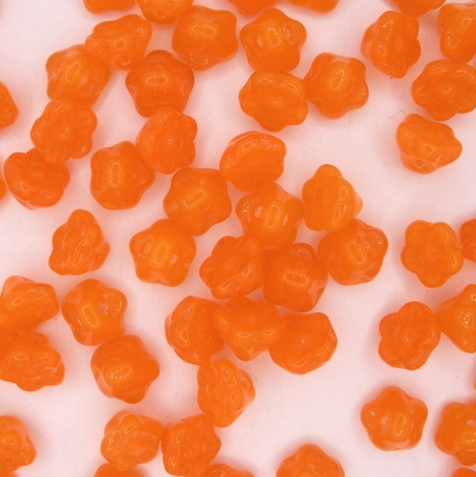 10 x 7mm top drilled flowers in Orange Opal