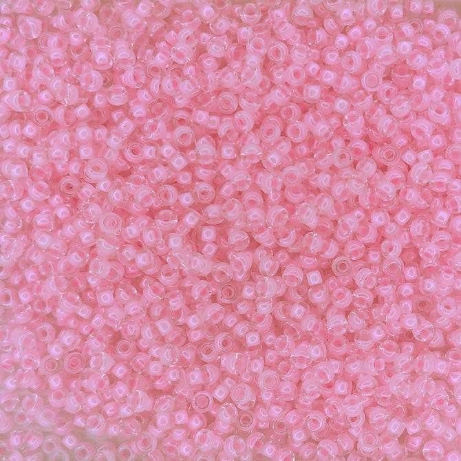0207 - 10g Size 11/0 Miyuki seed beads in Pink lined Crystal