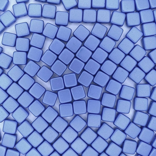 20 x 6mm Czech tiles in Powder Blue