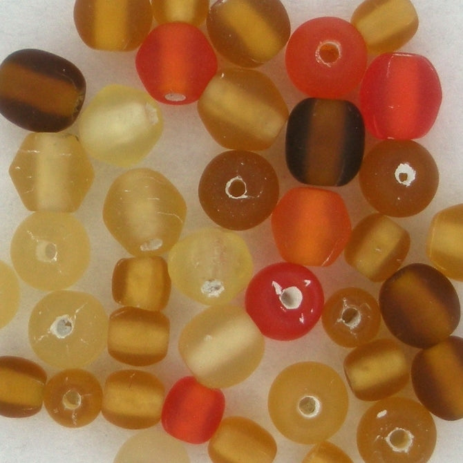 Mix of 40 x 3-4mm round beads in Orange and Brown (1950s)