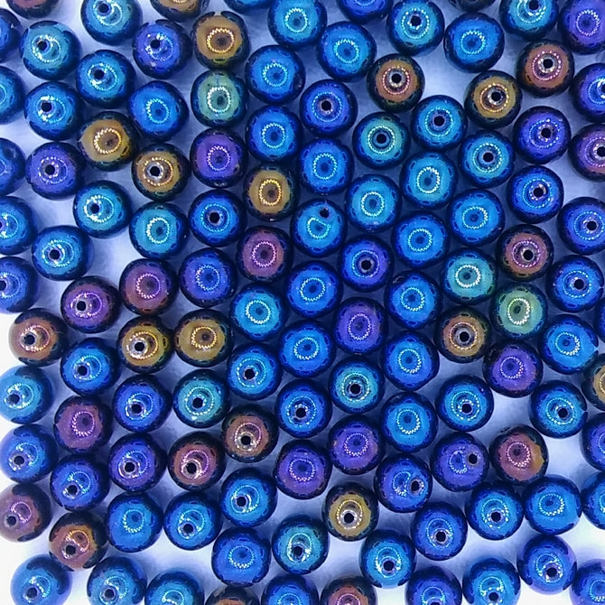 25 x 6mm round beads in Black Iris