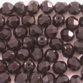 50 x 6mm faceted beads in Black