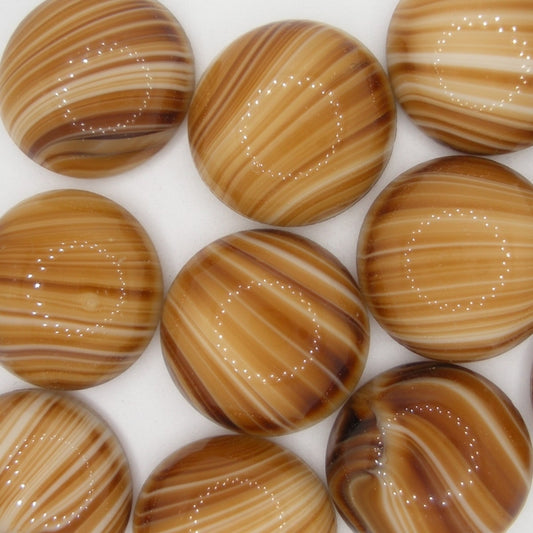 Cab10 - 20mm glass cabochon in Brown striped agate (Vintage)